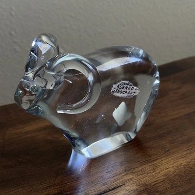 Blenko Crystal Clear Ram Goat Figurine #76G Aries Paperweight - Image 1 of 4
