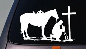 Christian Praying Cowboy Rodeo Auto LKW Fenster Wand Laptop Vinyl Aufkleber Sticker - Bild 1 von 1