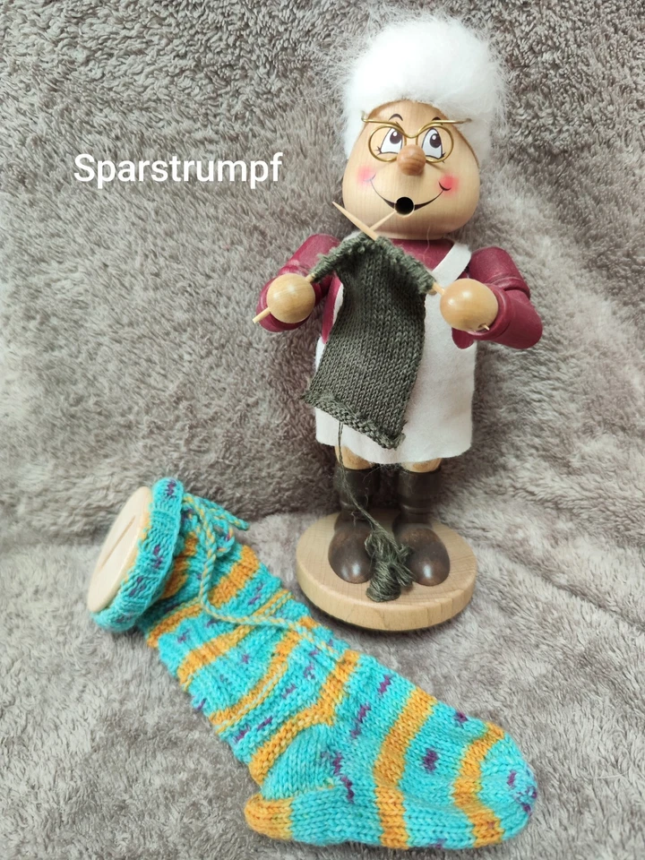 Selbstgestrickter Sparstrumpf Bunt Opal Markenwolle NEU - Bild 1 von 1