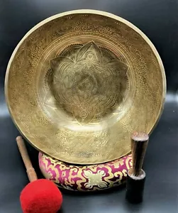 15" Chakra healing mantra etching singing bowl-Himalayan singing bowl meditation - Picture 1 of 10