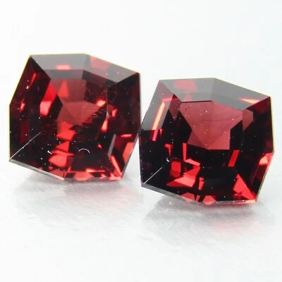 3.47Cts Natural Wow Genuino Rojo Piropo Color Granate Cojín Corte Personalizado Par Foto 1 de 4