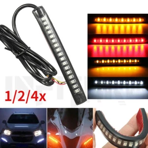 Car Motorcycle 17 LED Strip Light Tail Turn Signal Indicator Amber White Red - Picture 1 of 11