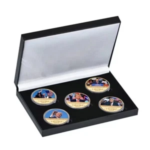 Donald Trump x5 Gold Plated Coins Box Set - Will He Be Re-Elected? Famous Speech - Picture 1 of 5