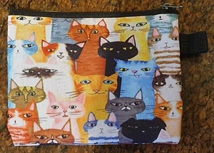 Cartoon Cats Coin Purse 13.5cm x 11cm Bag Pouch Feline FREE P&P - Picture 1 of 1
