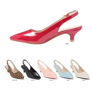 Women Point Toe Slingback Kitten Heel Shoes Pump Sandals Size 5.5 - 10 - Picture 1 of 8