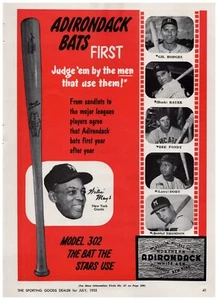 Anuncio impreso 1955 Willie Mays, Gil Hodges, Adrindack Bats #0564 - Imagen 1 de 3