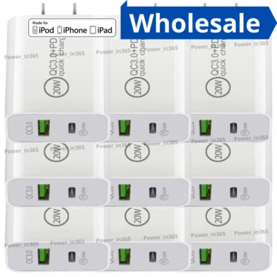 Venta al por mayor 20W PD QC Cargador rápido USB C Bloque adaptador de corriente para iPhone 14 13 12 X Foto 1 de 4