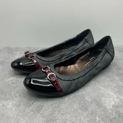 AGL Attilio Giusti Leombruni Negro Ballet Pisos Talla 40 Espina de Espiga Hebilla Borde Foto 1 de 4