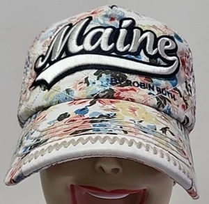 Robin Ruth Floral Quilted Embroidered Trucker Baseball Snap Back Hat MAINE NEW - Picture 1 of 11