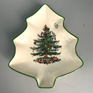 Spode Christmas Tree Candy Nut Dish #S3324-A14 w Santa & Mistletoe HTF NEW - Picture 1 of 8