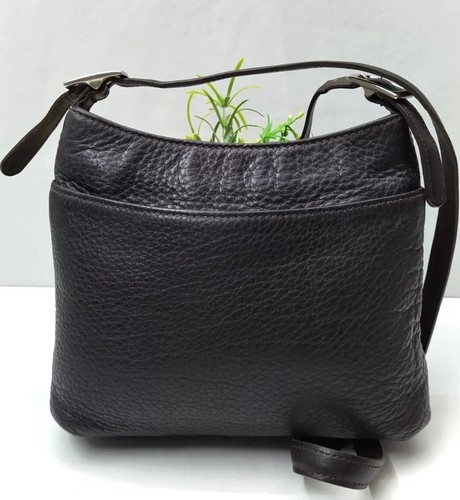 Borsa a tracolla Coach Hudson piccola cerniera marrone scuro in pelle Vintage Made in USA