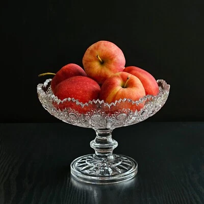 Фруктовая чаша Bohemia Crystal диаметром 8 дюймов с хрустальной огранкой на стержне - Изображение 1 из 4