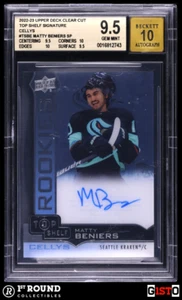 POP 1 Matty Beniers BGS 9.5+ w 10 Auto 2022-23 Upper Deck Clear Cut Cellys Gisto - Picture 1 of 3