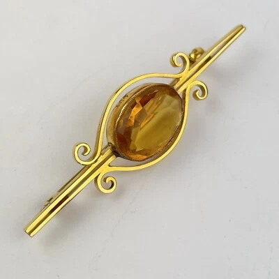 Juego de broche grande de citrino vintage de oro amarillo de 9 quilates de 5,7 cm Foto 1 de 4