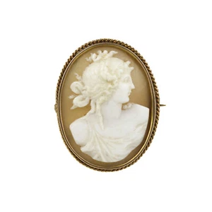 Broche antiguo de cameo clásico victoriano oro rosa de 10 K - Imagen 1 de 6
