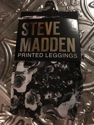 STEVE MADDEN BLACK LEGGINGS FLOWERS FLORAL PANTS SIZE S PRINTED LEGGINGS WOMENS - Image 1 of 4