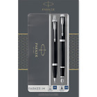 NEW Parker IM Duo Ballpoint Fountain Pen Gift Ink Refill Cartridge Set Chrome Tr