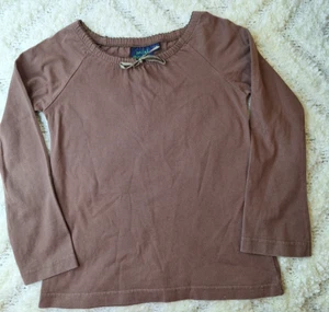 MINI BODEN Brown L/S Top Girls Sz 5-6yrs Bow Accent School Casual Wear Preppy - Picture 1 of 8