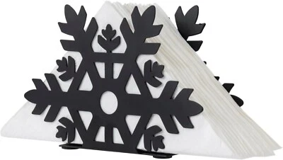 Black Metal Winter Snowflake Napkin Holder, Holiday Season Tabletop Dispenser - Image 1 of 4
