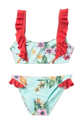 Roxy Big Girl's Ariel Heritage Floral 2 Pc Athletic Ruffle Bikini Swimsuit Set  - Image 1 of 2