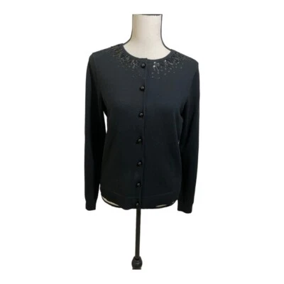Pendleton womens cardigan front button sequins lined silk cashmere blend Small - Image 1 of 4
