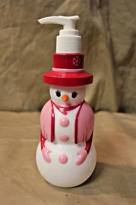 Vintage Avon Pink  Jolly Snowman Lotion Soap Dispenser Pump 7.5" x 3" - Image 1 of 4