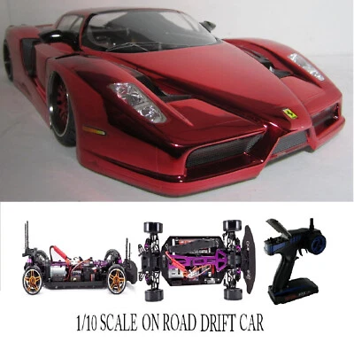 1/10 SCALE Custom Painted RC DRIFT CAR FERRARI FXX  4WD RTR CHROME RED - Image 1 of 4