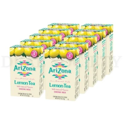 AriZona Lemon Tea Stix On The Go Powdered Drink Mix 10 Count Each Lot of 10