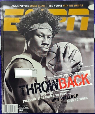 BEN WALLACE DETROIT PISTONS "THROWBACK" ESPN MAGAZINE MARCH 3, 2003 - Imagem 1 de 2