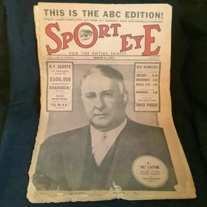 Periódico semanal Sport Eye vintage/antiguo raro volumen 1 #24 6 de marzo de 1937 - Imagen 1 de 10