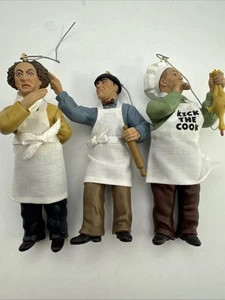 Lot 3 Carlton Cards The Three Stooges Cooking Up Trouble Moe Curly Larry Ornamen - Picture 1 of 13
