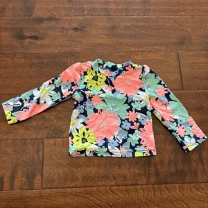 Carter's Girls 12 Month Rash Guard Swim Suit Top Long Sleeve Pink Floral - Picture 1 of 4