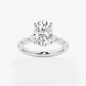 3.00 Carat Oval Lab Grown Diamond Ring 14k White Gold IGI Certified - Picture 1 of 4