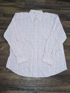 Peter Millar Men's L Pink & Blue Plaid Button-Down Cotton Dress Shirt - Picture 1 of 7