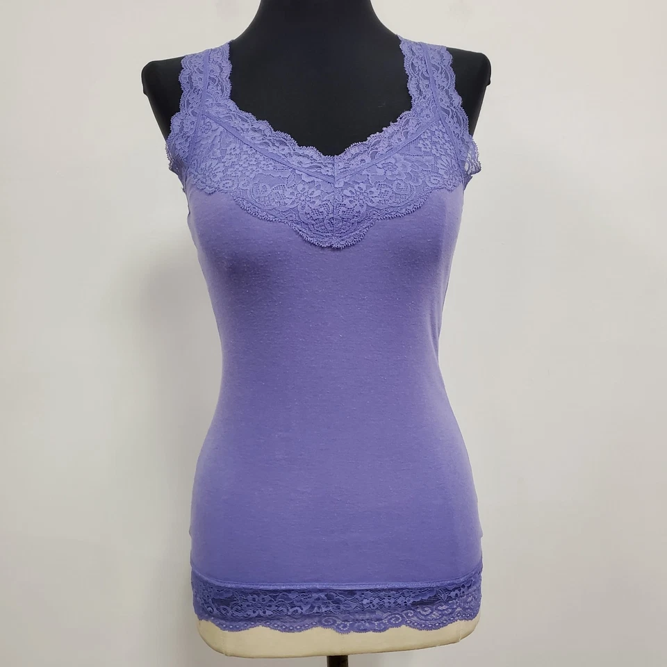Mossimo Supply Co женщин Y2K кружева отделки Cami размер XS фиолетовый опрятный Bias эластичной - Изображение 1 из 4