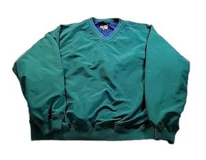 VINTAGE HAGGAR Golf Jacket Men’s Large Pullover Windbreaker GREEN V-Neck - Picture 1 of 10