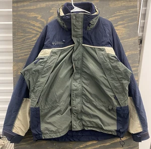 Vintage Columbia Fire Ridge Interchange 3-in-1 Jacket L Navy Green Fleece Liner - Picture 1 of 10