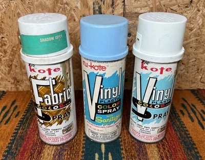 Vintage Nu Kote Vinyl Plastic Color Spray Paint Can Lot Of 3 Sky Blue Rose Coral - Image 1 of 4