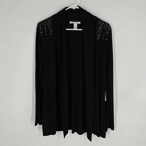 Kenneth Cole New York Womens Black Open Front Cardigan Size M NEW - Picture 1 of 10