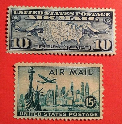 SCOTT # C7 & C35  -  SET OF TWO AIRMAIL STAMPS  - PLASE SEE PHOTOS  -  OG  - MNH - Image 1 of 2