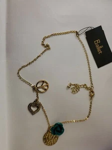 Ballet Necklace. Gold Tone With Heart, Peace, Flower And Believe Charms - Picture 1 of 2