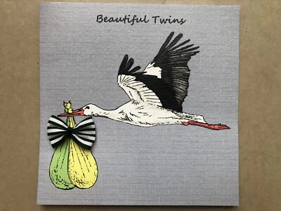 На рождение красивых близнецов поздравительная открытка вручную закончил, бант яблоко и клевер - Изображение 1 из 4