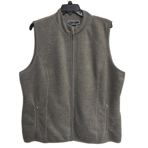 KARIN SCOTT SPORT Women's Fleece Vest Plus-Size 2X Grey Zip Pockets Zip Front - Picture 1 of 13
