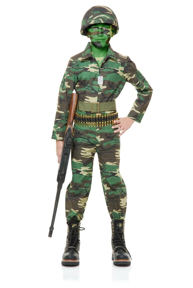 Fantasia do exército infantil soldado vestido fantasia Halloween - Imagem 1 de 4