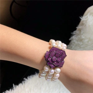 Bracciale Charming AAA+ 9-10mm perle tonde bianche naturali mare del sud argento 925 - Foto 1 di 6