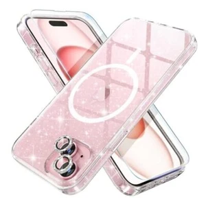 Compatible for iPhone 15 Case Magnetic, Women Clear Glitter Bling Sparkly - Picture 1 of 7