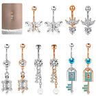 Stainless Steel Belly Button Rings Fashion Crystal Zircon Pendant Navel Barbe MA