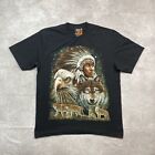 T-shirt vintage Rock Eagle adulte L noir amérindien pygargue à tête blanche loup