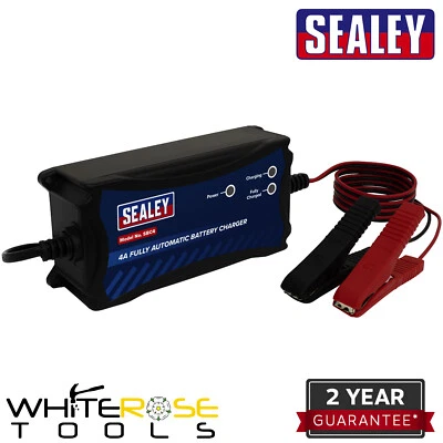 Sealey Battery Charger 12V 4A Fully Automatic 3-Stage GEL AGM Lead Acid Calcium - Image 1 of 4