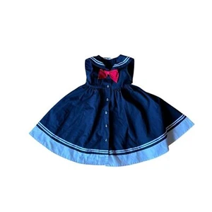 Sophie Rose Vintage Nautical Sailor Dress Little Girls Size 5 Navy White - Picture 1 of 9